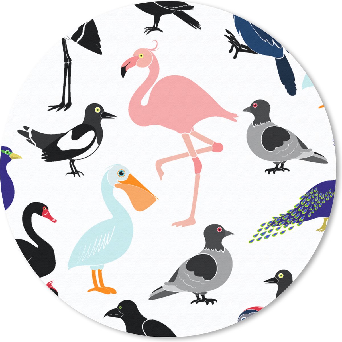 Muismat rond 40x40 cm - Mousepad Patronen - Vogel - Flamingo - Ronde muismatten