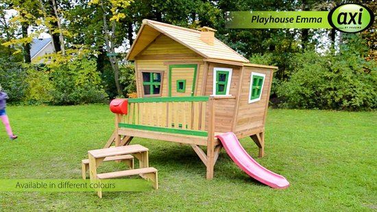 AXI Lisa Maison Enfant en Bois FSC | Maison de Jeux pour l'extérieur /  Jardin en marron & vert | Maisonnette / Cabane de Jeu avec des fenêtres et