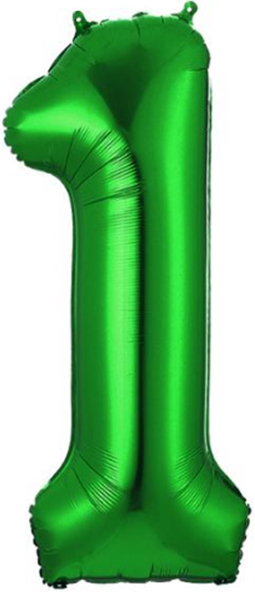 Folie Ballon Cijfer 1 Jaar Groen Verjaardag Versiering Helium Cijfer ballonnen Feest versiering Rietje