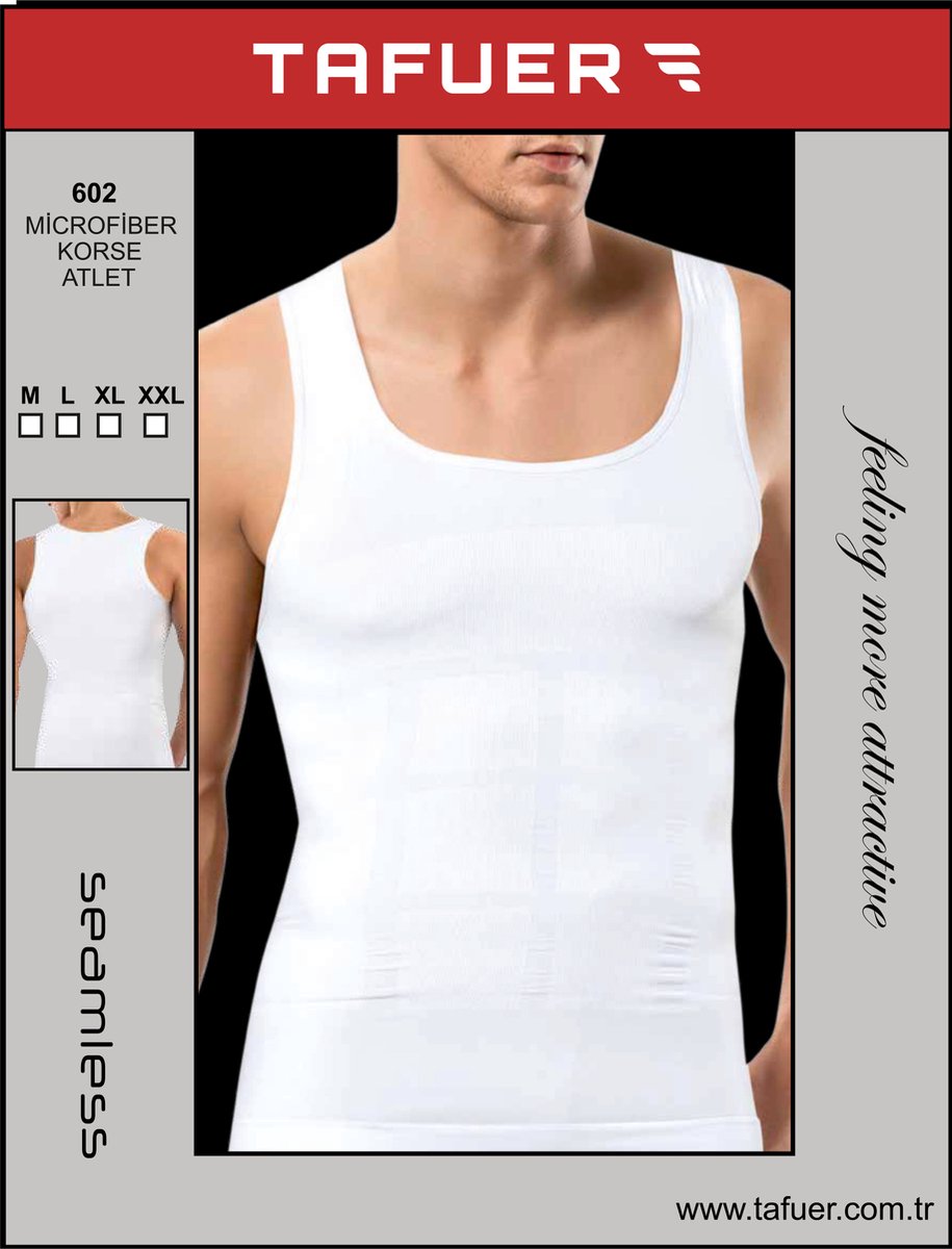 TAFUER - Corrigerend Hemd Mannen - Body Buik Shapewear Shirt - Slim Waist Shaper - Mouwloos - Wit - M