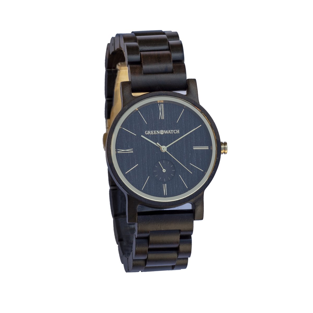 Greenwatch Classico - Houten Horloges voor man Vrouw - Ebbenhout - Goudkleurige details