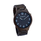 Greenwatch Huge Houten Horloge - Bredere Pols - Ebbenhout - Uniek