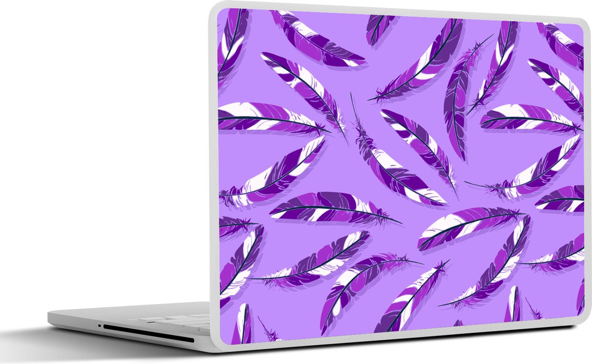 Laptop sticker - 15.6 inch - Meiden - Veren - Paars - Patronen - Girl - Paars - Kinderen - Kids - 36x27,5cm - Laptopstickers - Laptop skin - Cover