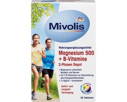 Mivolis Magnesium 500 + B-vitamines 2-fasen depot, 30 tabletten, 45 g