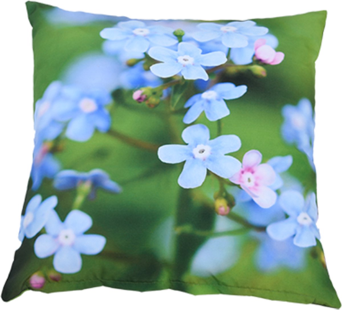 Cactula waterafstoten buitenkussen met lenteprint S 40 x 40 cm Blauwe bloemen