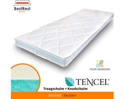 Topdekmatras Tencel  Flip Topper - twee hardheden - Duo - Topper 120x200cm - Traagschuim/ Koudschuim Hybride - 12cm dik - Orthopedisch