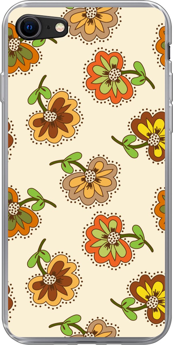 Telefoonhoesje Geschikt voor iPhone 7 hoesje - Design - Bloemen - Retro - Vintage - Siliconen Telefoonhoesje Telefoonhoesje