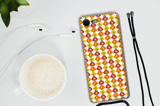 Coque avec cordon Adapté pour iPhone 8 - Rétro - Design - Poire - Fruit - Siliconen - Bandoulière - Coque arrière avec cordon - Coque téléphone avec cordon - Coque avec cordon