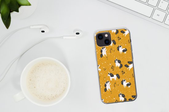 Coque iPhone 13 mini - Filles - Unicorn - Etoiles - Motifs - Fille - Kids - Enfants - Enfant - Coque de téléphone en Siliconen