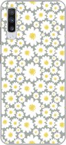 Telefoonhoesje Geschikt voor Samsung Galaxy A70 hoesje - Meisjes - Daisy - Bloemen - Patronen - Girl - Wit - Kinderen - Kids - Siliconen Telefoonhoesje - Gadgets en trends