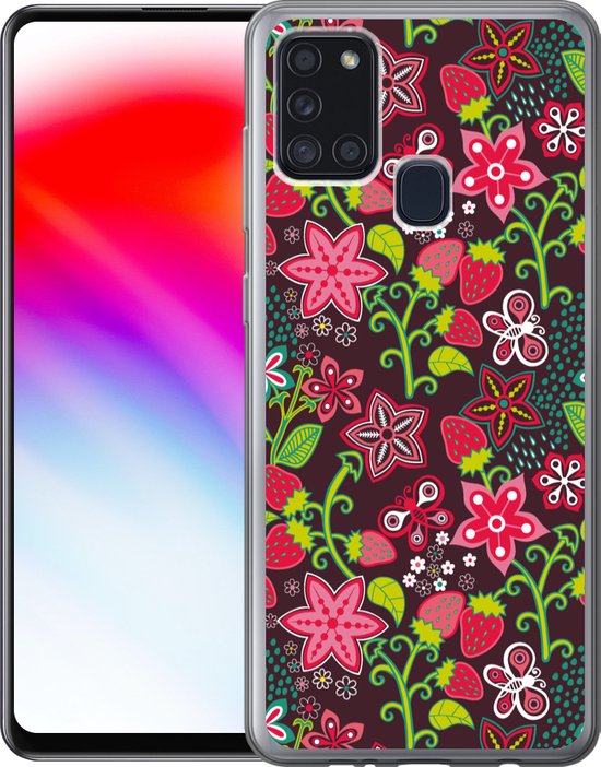 Coque Samsung Galaxy A21s - Filles - Fruits - Fleurs - Motifs - Coque de téléphone en Siliconen -