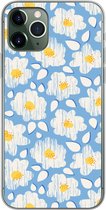 iPhone 11 Pro hoesje - Meiden - Bloemen - Blauw - Patronen - Girl - Kids - Kinderen - Kind - Siliconen Telefoonhoesje