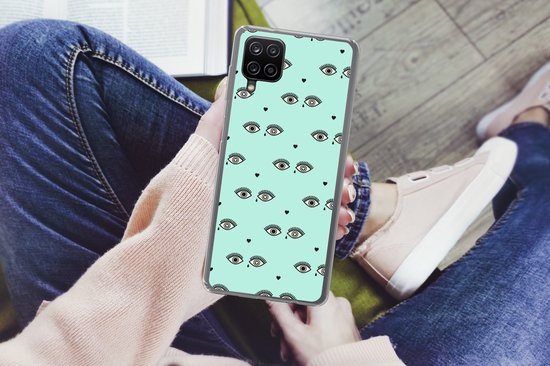 Coque Samsung Galaxy A12 - Filles - Yeux - Hartjes - Motifs - Fille - Kids - Enfants - Coque de téléphone en Siliconen