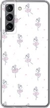 Geschikt voor Samsung Galaxy S21 hoesje - Meiden - Ballet - Roze - Patronen - Girl - Kids - Kinderen - Siliconen Telefoonhoesje