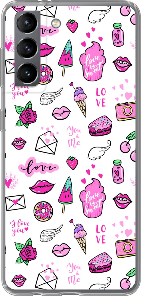 Telefoonhoesje Geschikt voor Samsung Galaxy S21 hoesje - Meiden - Liefde - IJs - Patronen - Girl - Kids - Kinderen - Kindje - Siliconen Telefoonhoesje Telefoonhoesje