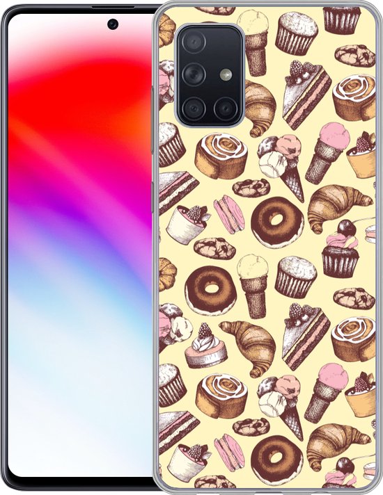 Telefoonhoesje Geschikt voor Samsung Galaxy A51 5G hoesje - Meisje - Eten - Taart - Patronen - Girl - Kids - Kinderen - Meiden - Siliconen Telefoonhoesje Telefoonhoesje