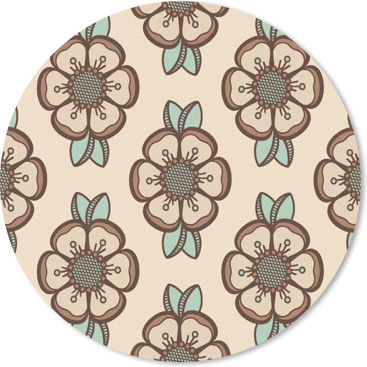Muismat rond 40x40 cm - Mousepad Retro - Bloemen - Design - Ronde muismatten