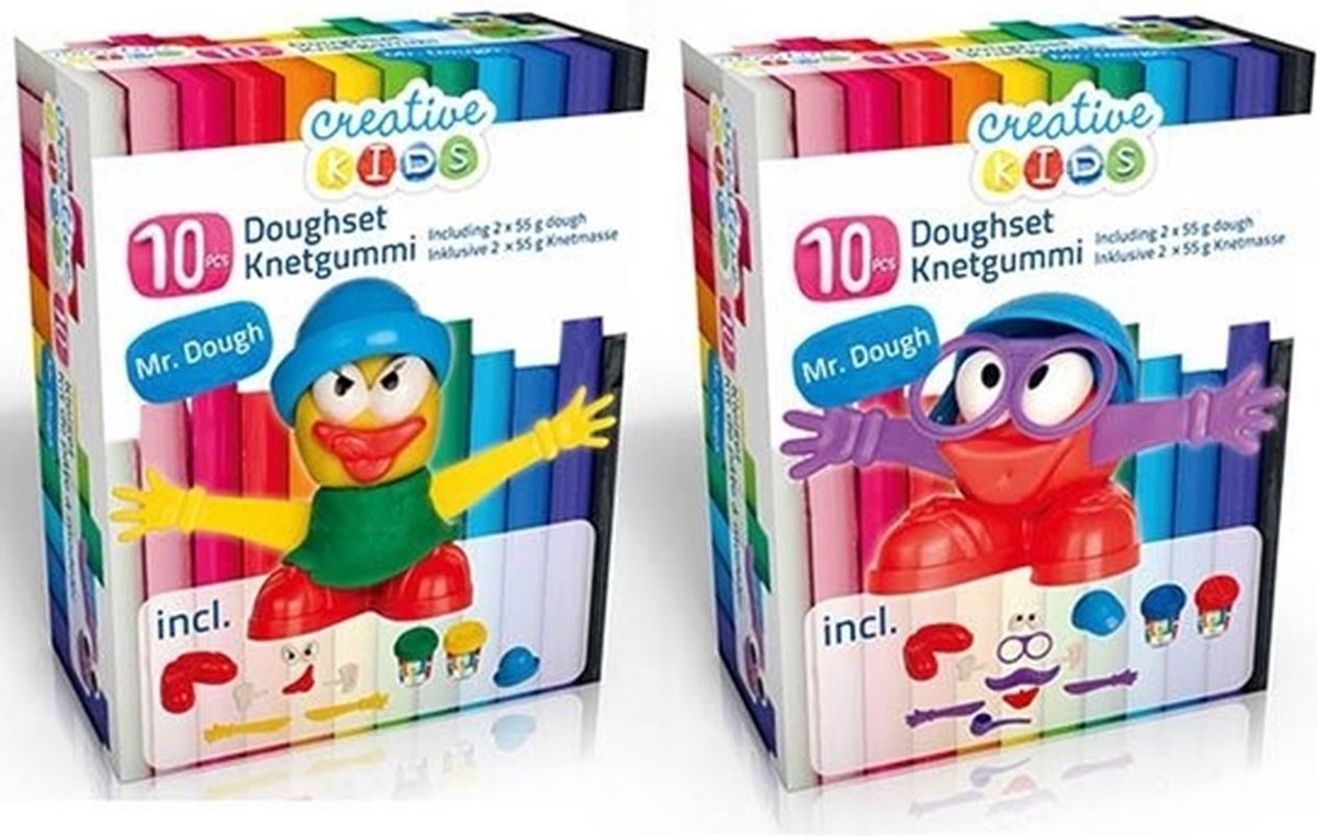 Creative Kids klei set rood mannetje - Rood / Multicolor - Klei / Kunststof - 10 delig - Kleiset - Knutselen - DIY - Speelgoed - Cadeau