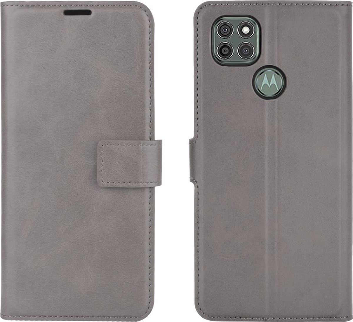 Mobigear Telefoonhoesje geschikt voor Motorola Moto G9 Power Hoesje | Mobigear Wallet Bookcase Portemonnee | Pasjeshouder voor 3 Pasjes | Telefoonhoesje voor Pinpas / OV Kaart / Rijbewijs - Grijs
