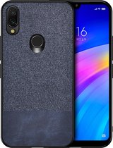 Mobigear Hoesje geschikt voor Xiaomi Redmi 7 Telefoonhoesje Hardcase | Mobigear Fabric Backcover | Redmi 7 Case | Back Cover - Blauw