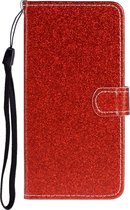 Mobigear Telefoonhoesje geschikt voor Huawei P Smart (2020) Hoesje | Mobigear Glitter Bookcase Portemonnee | Pasjeshouder voor 2 Pasjes | Telefoonhoesje voor Pinpas / OV Kaart / Rijbewijs - Rood