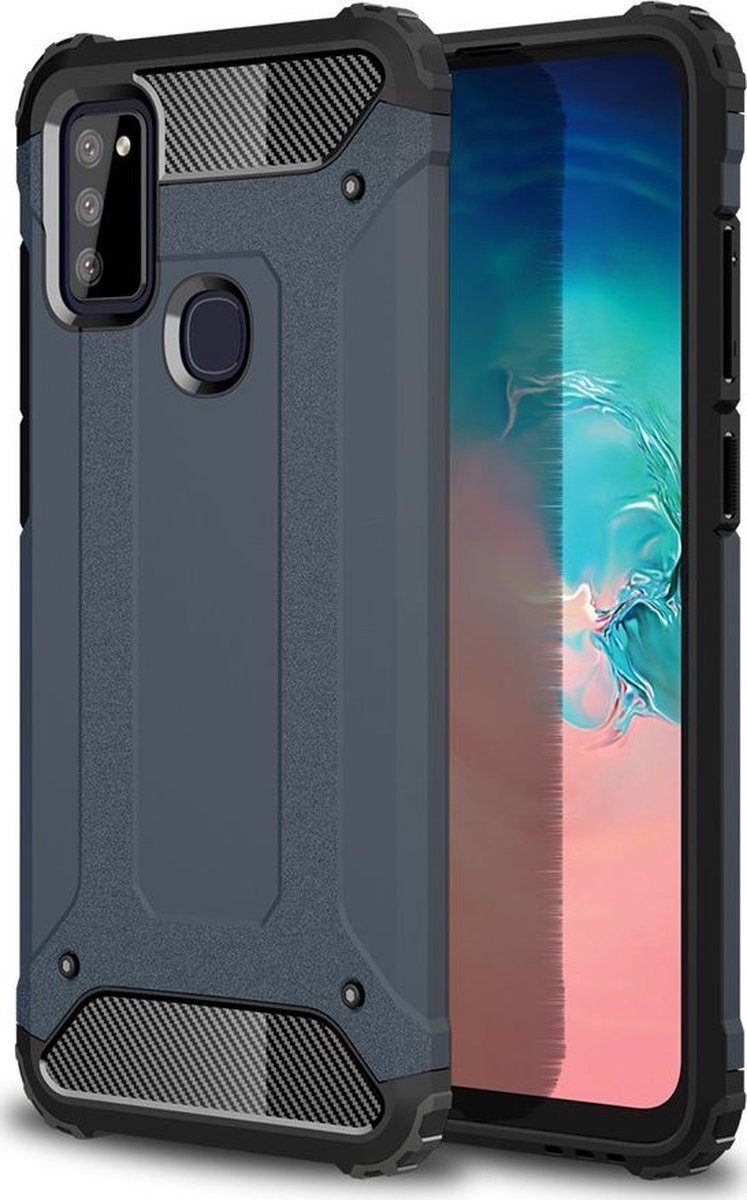 Mobigear Hoesje geschikt voor Samsung Galaxy M51 Telefoonhoesje Hardcase | Mobigear Outdoor Backcover Shockproof | Schokbestendig Galaxy M51 Telefoonhoesje | Anti Shock Proof - Marineblauw