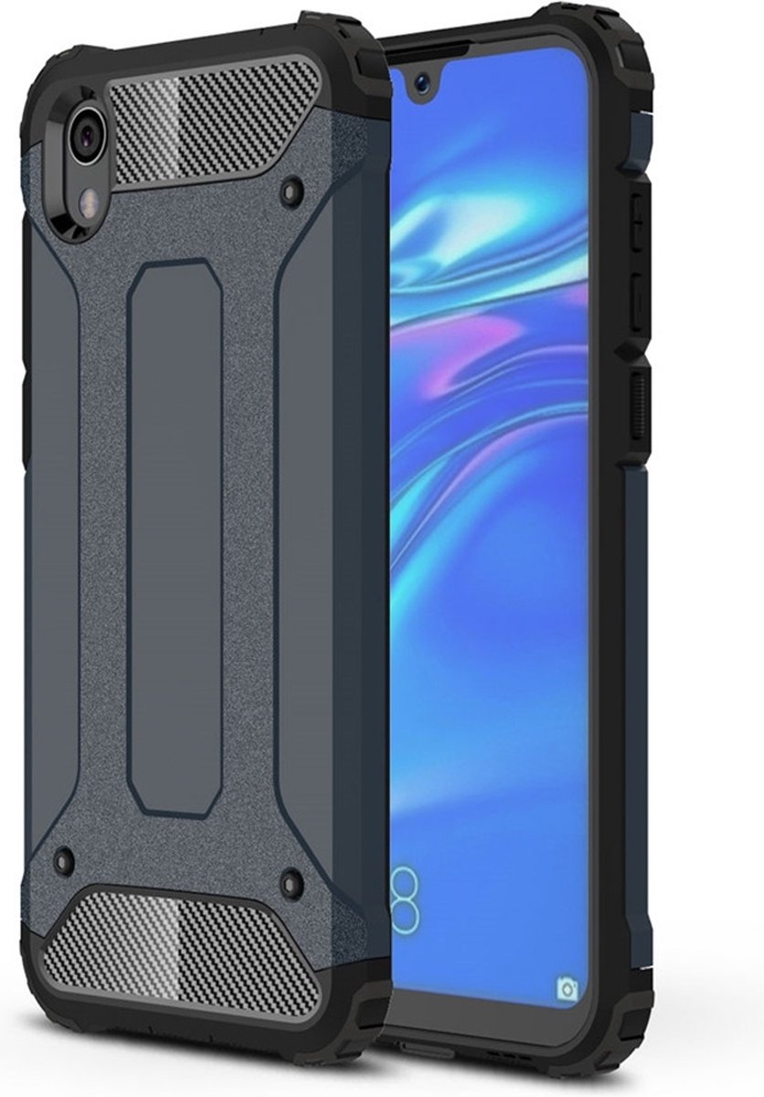 Mobigear Hoesje geschikt voor HONOR 8S Telefoonhoesje Hardcase | Mobigear Outdoor Backcover Shockproof | Schokbestendig 8S Telefoonhoesje | Anti Shock Proof - Marineblauw