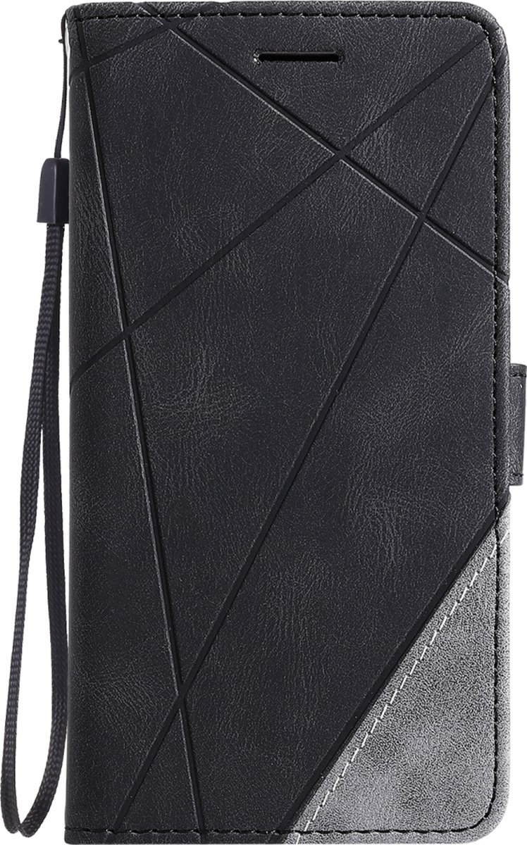 Mobigear Telefoonhoesje geschikt voor Apple iPhone 12 Mini Hoesje | Mobigear Rhombus Bookcase Portemonnee | Pasjeshouder voor 3 Pasjes | Telefoonhoesje voor Pinpas / OV Kaart / Rijbewijs - Zwart