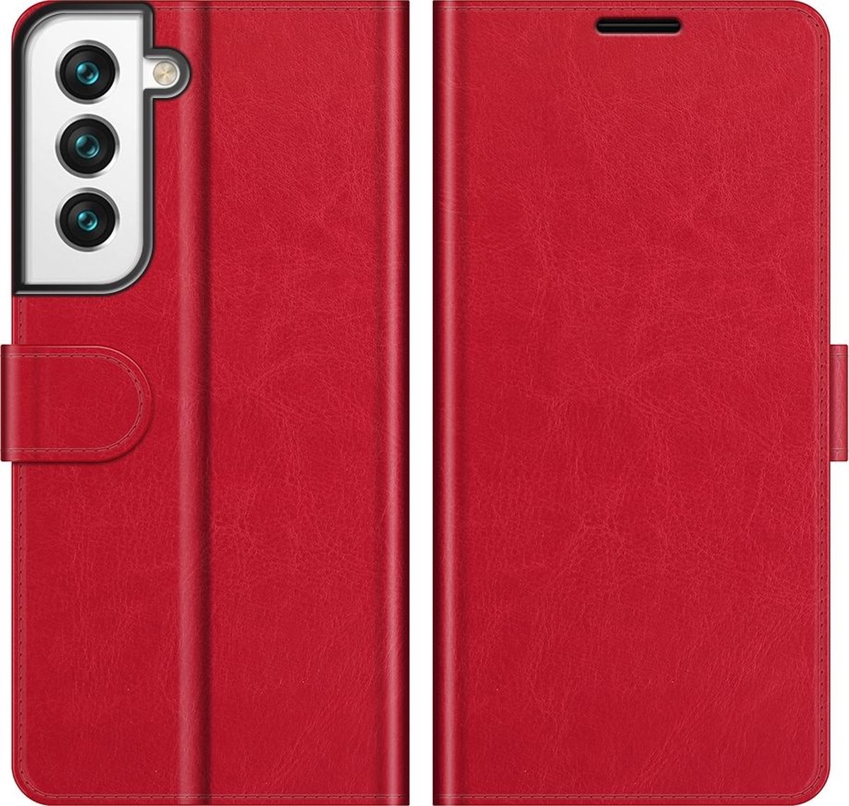 Mobigear Telefoonhoesje geschikt voor Samsung Galaxy S22 Hoesje | Mobigear Wallet Bookcase Portemonnee | Pasjeshouder voor 3 Pasjes | Telefoonhoesje voor Pinpas / OV Kaart / Rijbewijs - Rood