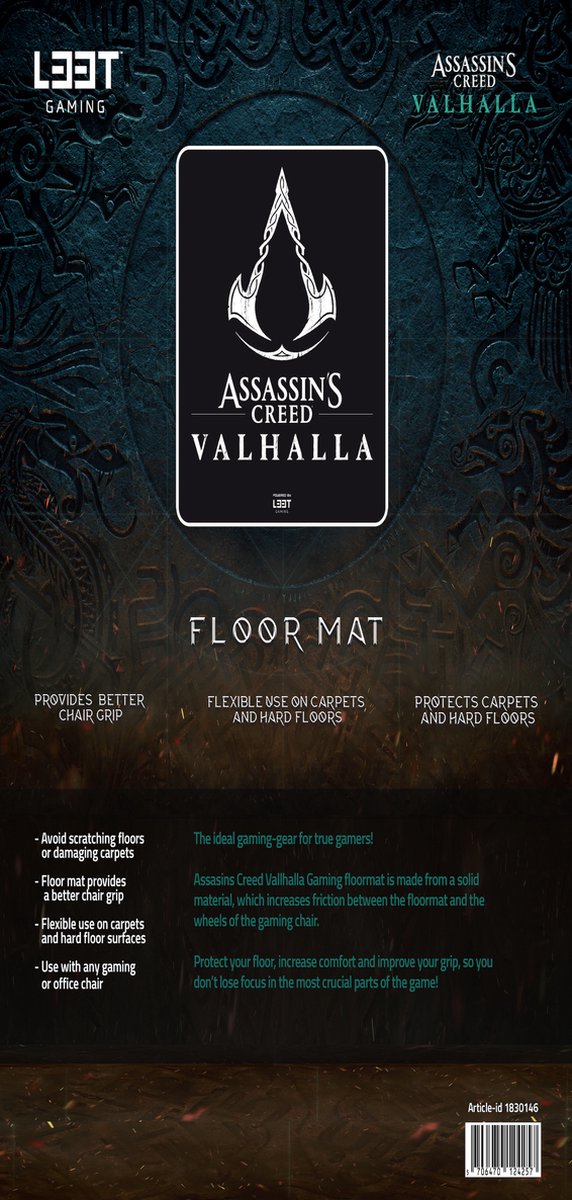 Assassin's Creed - Tapis de sol gamer antidérapant - Noir