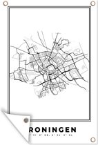 Muurdecoratie Plattegrond – Groningen – Zwart Wit – Stadskaart - Kaart - Nederland - 120x180 cm - Tuinposter - Tuindoek - Buitenposter