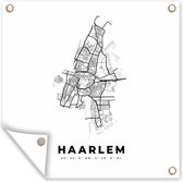 Tuinposters Nederland – Haarlem – Stadskaart – Kaart – Zwart Wit – Plattegrond - 50x50 cm - Tuindoek - Buitenposter