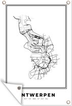 Tuindecoratie Stadskaart – Zwart Wit - Kaart – Antwerpen – België – Plattegrond - 40x60 cm - Tuinposter - Tuindoek - Buitenposter