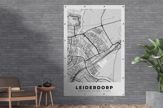 Décoration murale Carte - Leiderdorp - Carte - Plan de ville - 120x180 cm - Poster jardin - Toile jardin - Poster extérieur