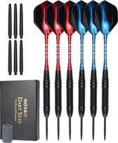 Novano Dartpijlen Set - 23 Gram Steel Tip Darts - 6 Darts - Dartspijlen - Rood/Blauw