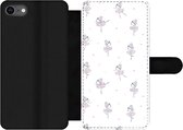 Bookcase Geschikt voor iPhone 7 telefoonhoesje - Meiden - Ballet - Roze - Patronen - Girl - Kids - Kinderen - Met vakjes - Wallet case met magneetsluiting