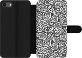 Bookcase Geschikt voor iPhone SE 2020 telefoonhoesje - Meiden - Rozen - Patronen - Girl - Kids - Kinderen - Kindje - Met vakjes - Wallet case met magneetsluiting