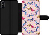 Bookcase iPhone XS Max telefoonhoesje - Meisje - Vlinder - Insecten - Patronen - Girl - Kids - Kinderen - Met vakjes - Wallet case met magneetsluiting