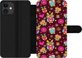 Bookcase Geschikt voor iPhone 11 telefoonhoesje - Meisjes - Uil - Chocolade - Patronen - Girl - Kind - Kinderen - Met vakjes - Wallet case met magneetsluiting