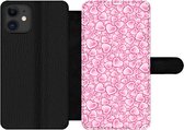 Bookcase Geschikt voor iPhone 11 telefoonhoesje - Meiden - Hartjes - Roze - Patronen - Girl - Kindje - Kinderen - Met vakjes - Wallet case met magneetsluiting