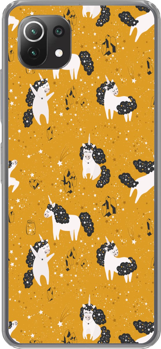 Telefoonhoesje Geschikt voor Xiaomi 11T hoesje - Meisjes - Unicorn - Sterren - Patronen - Girl - Kids - Kinderen - Kind - Siliconen Telefoonhoesje Telefoonhoesje