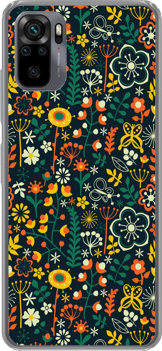Telefoonhoesje Geschikt voor Xiaomi Geschikt voor Redmi Note 10 hoesje - Meisjes - Vlinder - Planten - Patronen - Girl - Kids - Kinderen - Meiden - Siliconen Telefoonhoesje Telefoonhoesje - Gadgets en trends