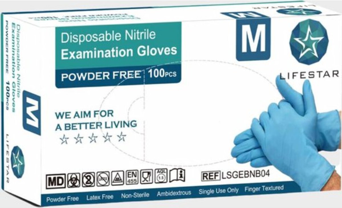 Goedkoopste Handschoenen Nitril Poedervrij Blauw M 100 stuks