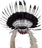 Echte Indianentooi Sioux | Handgemaakt | Zwart-Wit-Blauw | authentieke verentooi