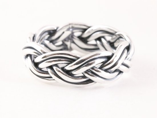 Zware gevlochten zilveren ring