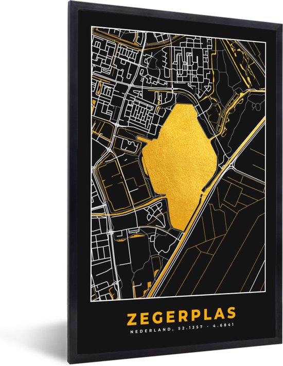 Fotolijst incl. Poster - Kaart - Plattegrond - Stadskaart - Nederland - Zegerplas - 40x60 cm - Posterlijst