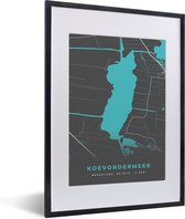 Cadre photo avec affiche - Frise - Water - Koevordermeer - Plan de la ville - Carte - Plan - 30x40 cm - Cadre pour affiche