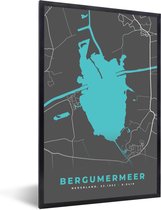 Cadre photo avec affiche - Carte - Water - Bergumermeer - Frise - Carte - Plan de la ville - 40x60 cm - Cadre pour affiche