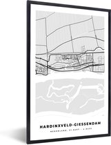 Fotolijst incl. Poster - Stadskaart - Hardinxveld-Giessendam - Plattegrond - Kaart - 60x90 cm - Posterlijst