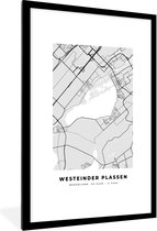 Fotolijst incl. Poster - Westeinder Plassen - Stadskaart - Plattergrond - Nederland - Kaart - 80x120 cm - Posterlijst - Plattegrond